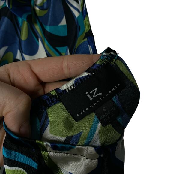 iz Byer Funky Y2K Halter Tank Blouse Silky Patterned Top Shirt Small - Picture 4 of 4